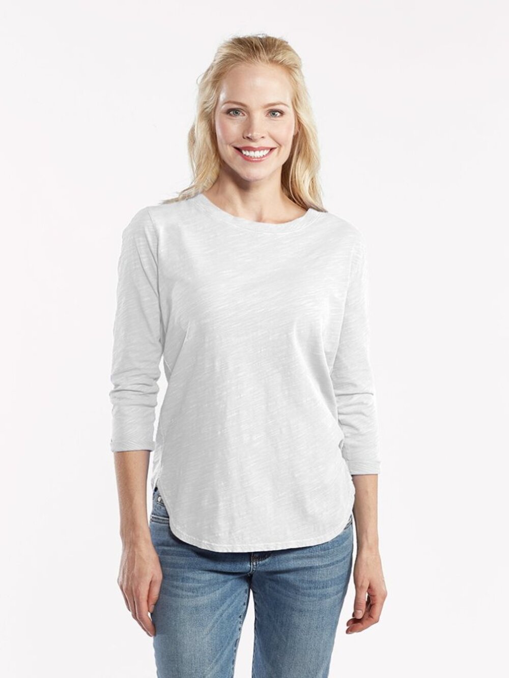 White Catalina Top hi-lo hem 3/4 Sleeve Tunic *EUC